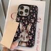 Cute Rabbit Pink Rose Pattern Lychee Soft Phone Case For iPhone 17 16 15 14 13 12 11 Pro Max 17 Air X Xs XR 15 14 Plus Cover