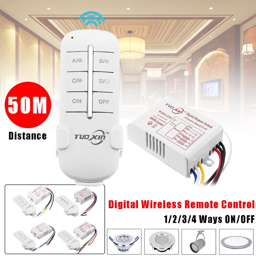Buy 1/2/3/4 Ways On/Off Remote Control 110-240V Digital Wireless Switch ...