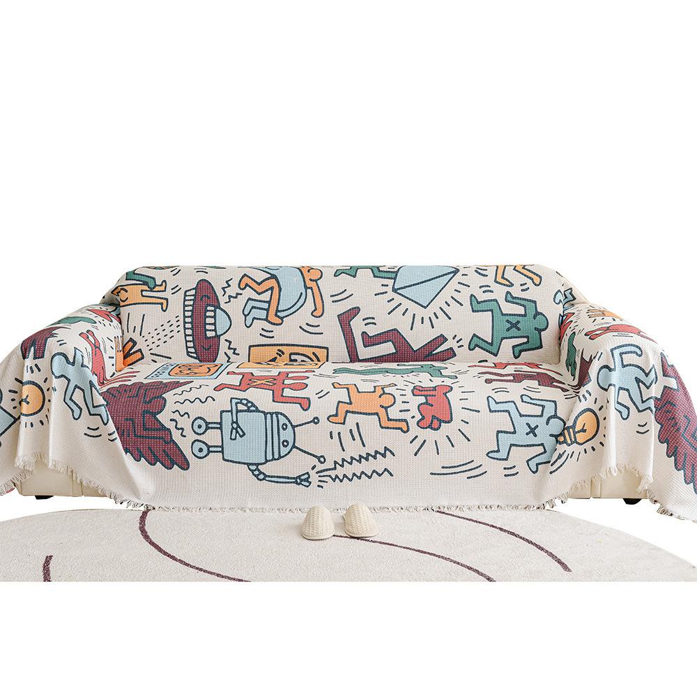 Sofa Towel Full Cover Cloth Ins Style Waffle Camping Blanket Sofa Cushion Cover Towel Four Seasons Universal All-inclusive Sofa Cover