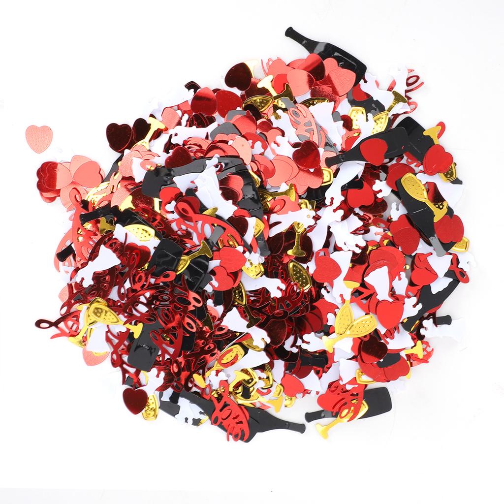 PVC Sequins Red Heart Golden Black Wine Glass Shaped Confetti Add Shine Gift Decoration