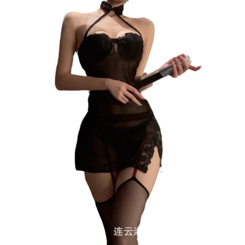 Fun Underwear New Mesh Perspective Steel Tray Gathering Chest Pad Uniform Temptation Nightdress Teasing Thin Suit