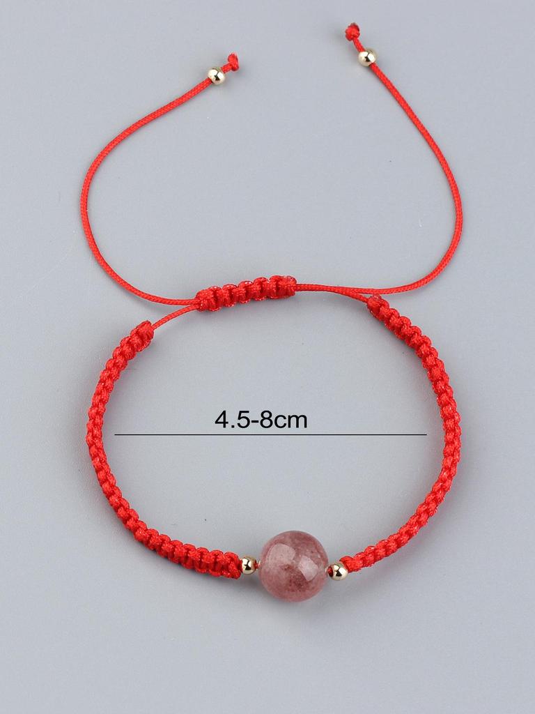 Handmade Strawberry Crystal Obsidian Bracelet for Couples - Good Luck Gift for Best Friend or Girlfriend