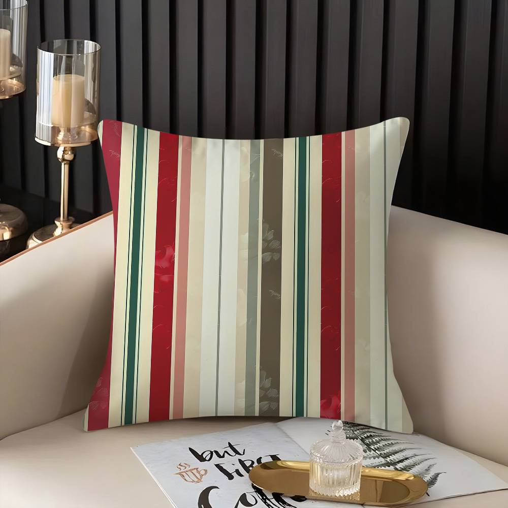 Classic Striped Pillow Case Home Dorm Chair Back Short Plush Double-sided Printing Office Nap Time Cushion Cover