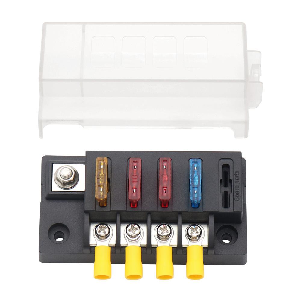 32V 4-Way Compact Fuse Box with Single Input and 4 Output For Car Marine Boat RV