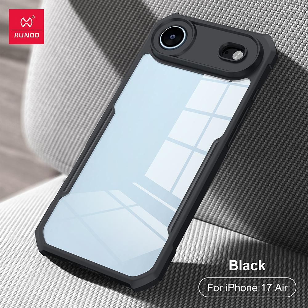 

XUNDD Чехол для iPhone 17 Pro Max Чехол для iPhone 17 Air Прозрачная задняя крышка Ударопрочный бампер Защитные чехлы For iPhone Air чёрный