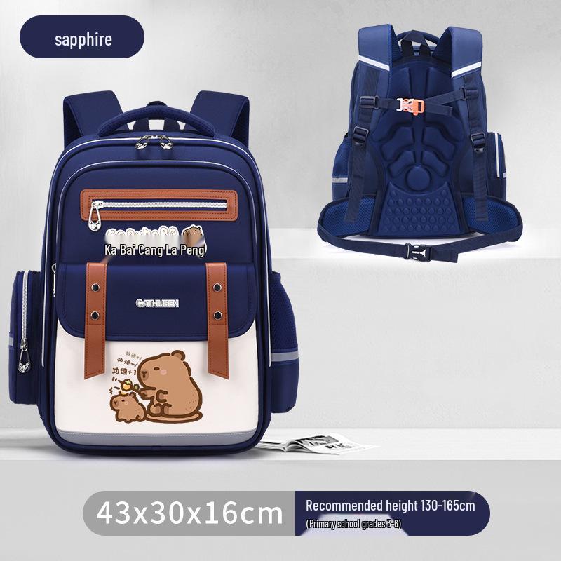 Capybara Oxford Spine-Support Backpack for Grades 1-6: Boys & Girls School Bag