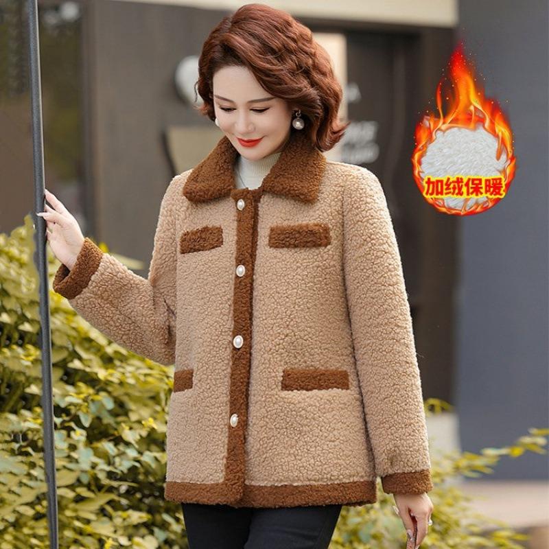 

Зимняя короткая куртка флис утолщенный гранулированный флис средняя женская одежда одежда темперамент 5XL [Recommended 150-80 kg]