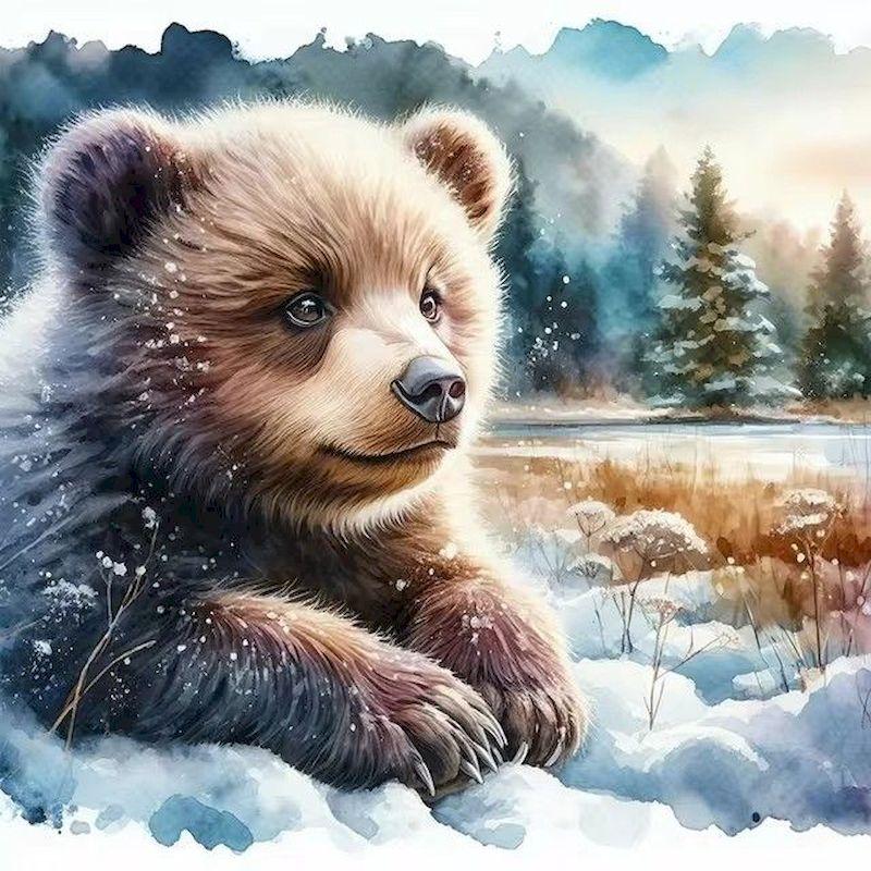 

CHENISTORY 5D DIY Алмазна вишивка Зимове ведмежа Алмазний живопис Тварини Хрестик Мозаїка Хобі Домашній декор Full Round 40x40cm синій