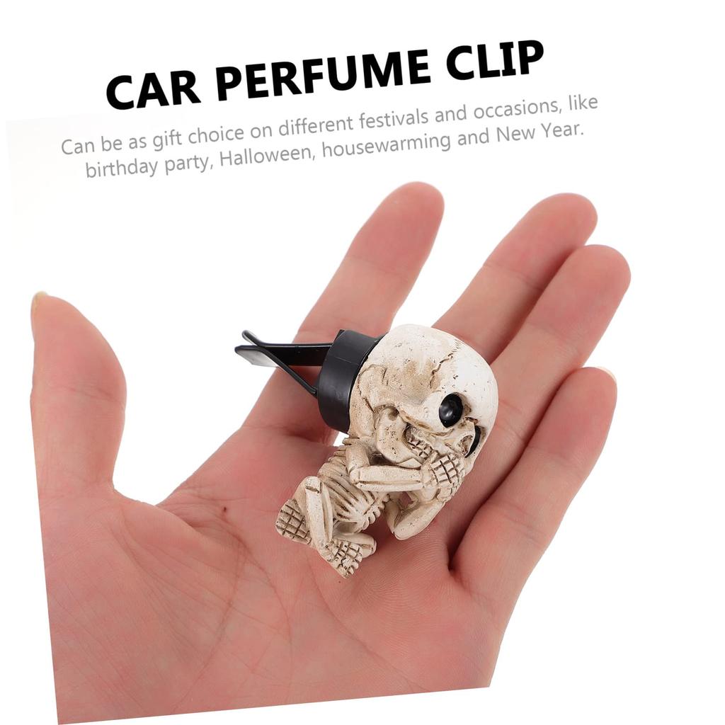 LIFKOME 3pcs Skull Ghost Head Decoration Car Clip Car Aroma Decoration Glitter Accessories