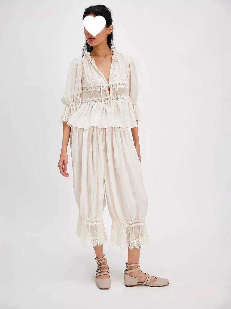 2026 European Spring Women's Lace Tie-up Pajama Shorts – Comfortable & Skin-friendly