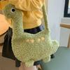 Zipper Long Neck Dinosaur Bag Plush Shoulder Bags Portable Cartoon Crossbody Bag  Streetwear
