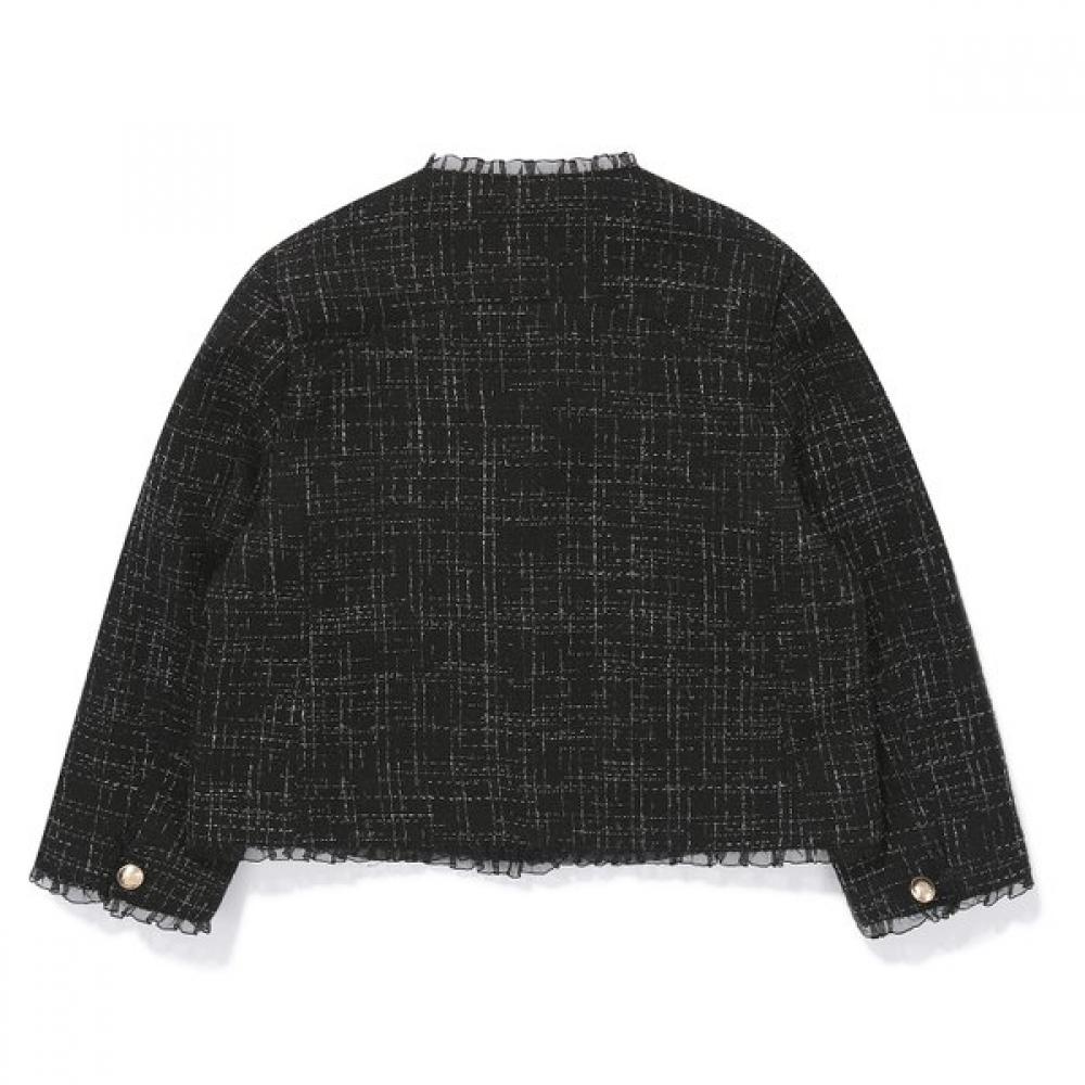 The Coffee Bean   Tea Leaf Black Tweed No Collar Jacket Ba12jk01bk
