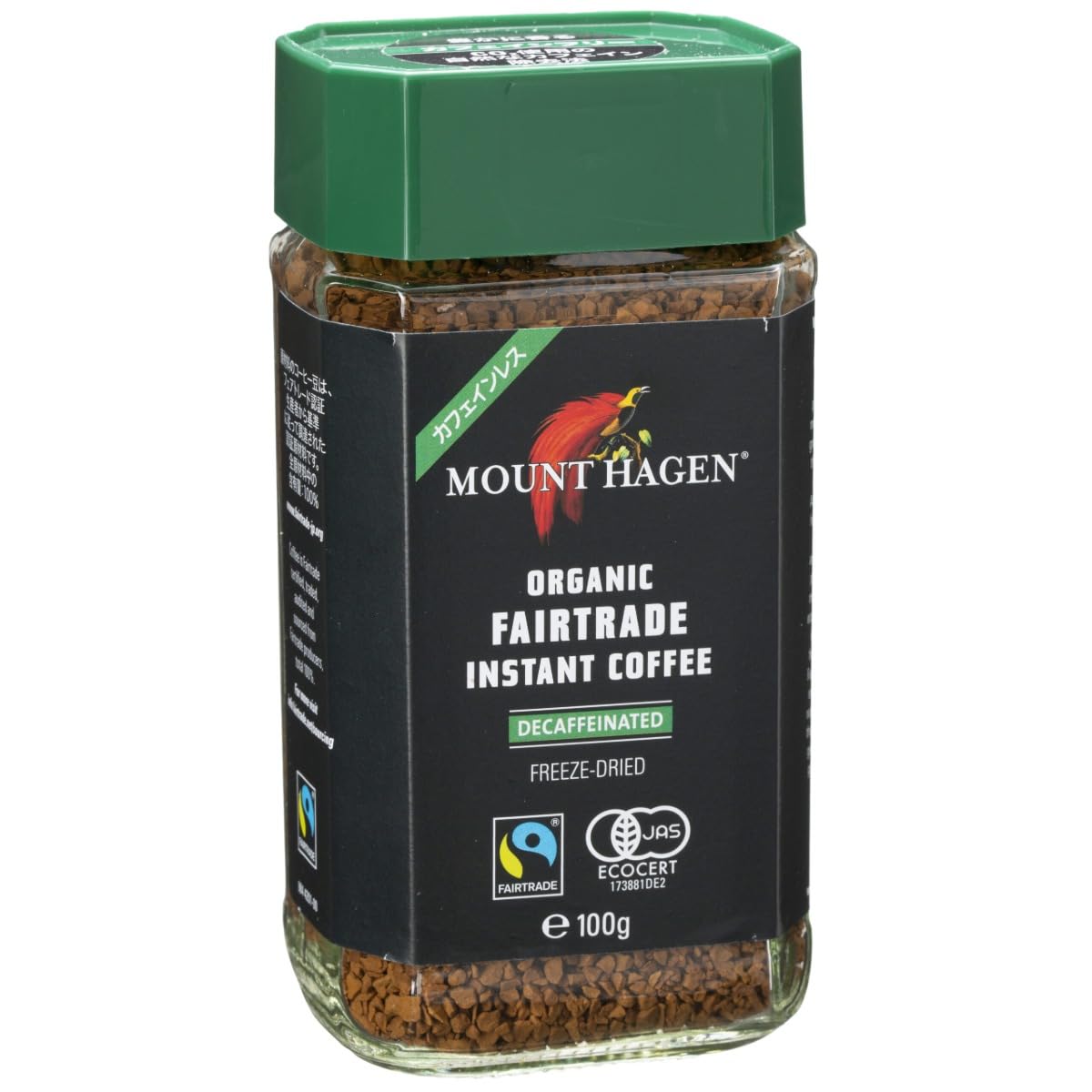 Mount Hagen Organic Fair Trade Decaffeinated Instant Coffee 100g Naturally processed retain aroma 99.7 caffeine removed.