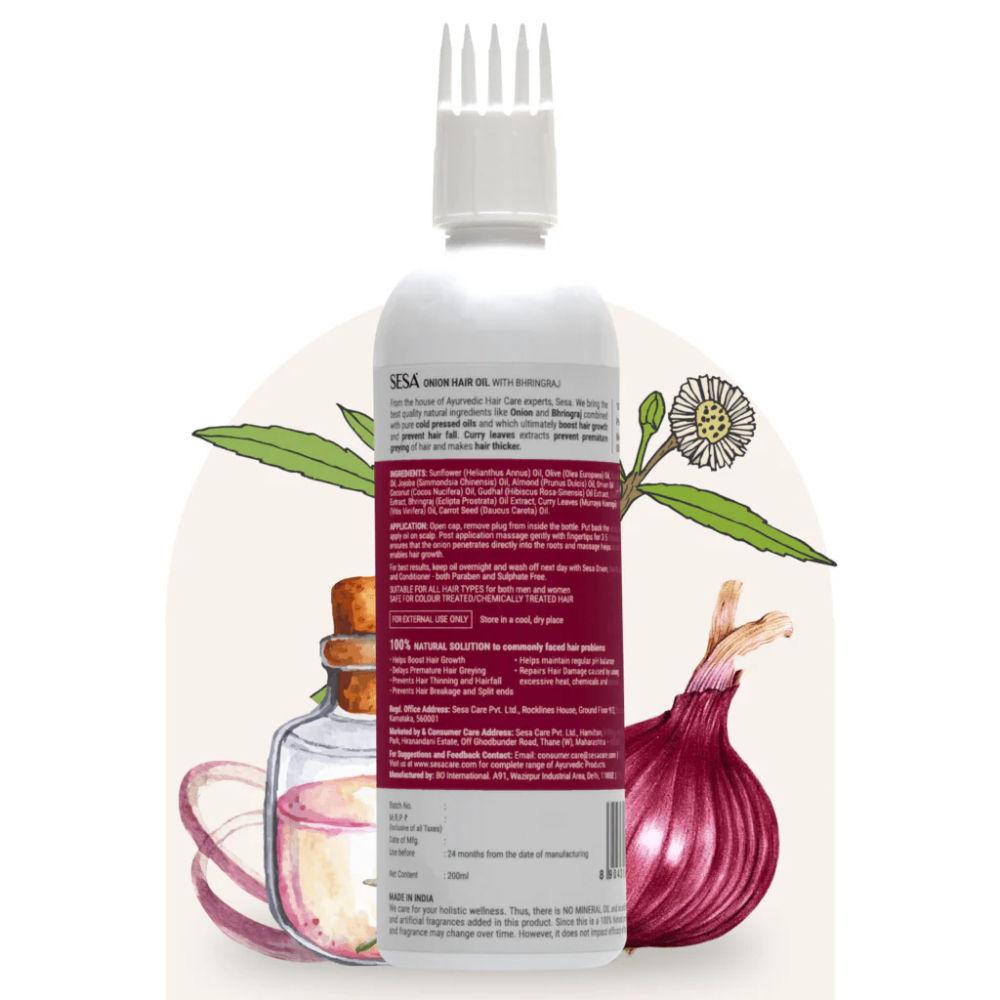 SESA Onion Hair Oil With Bhringraj Comb Applicator For Hair Fall Control & Growth 200ml Pack Of 1 Paraben Free Ayurvedic Care