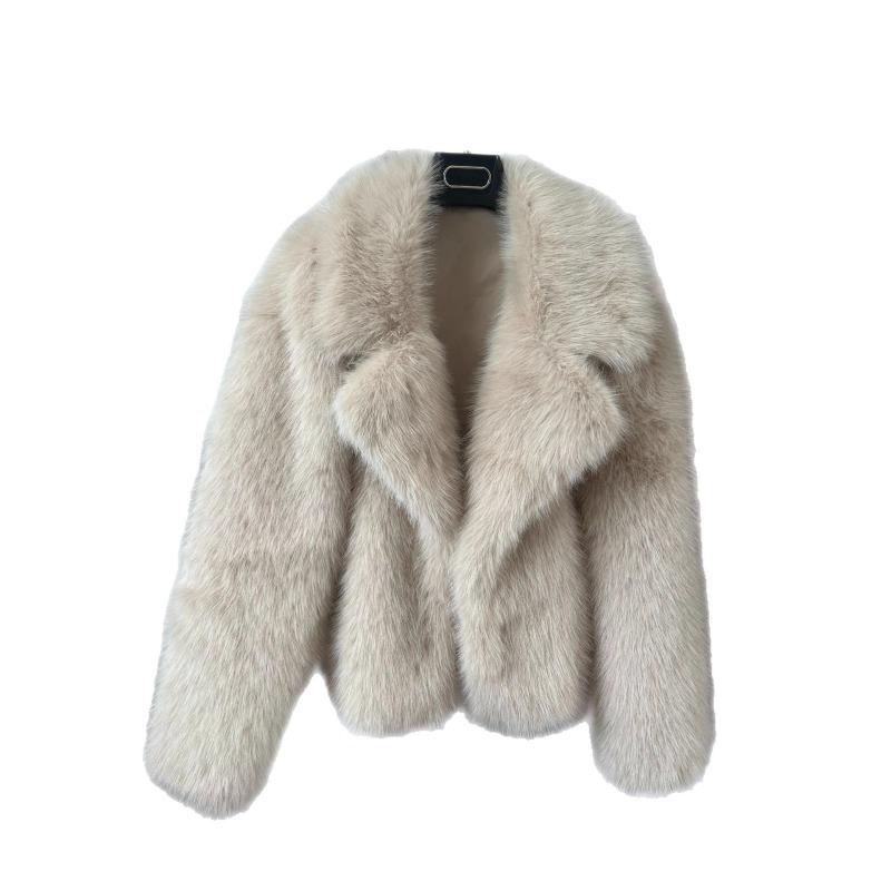 Autumn and Winter Thickened Warm Artificial Fur Jacket Short Imitation Fur Fox Fur Top Suit Collar Fur Top Women