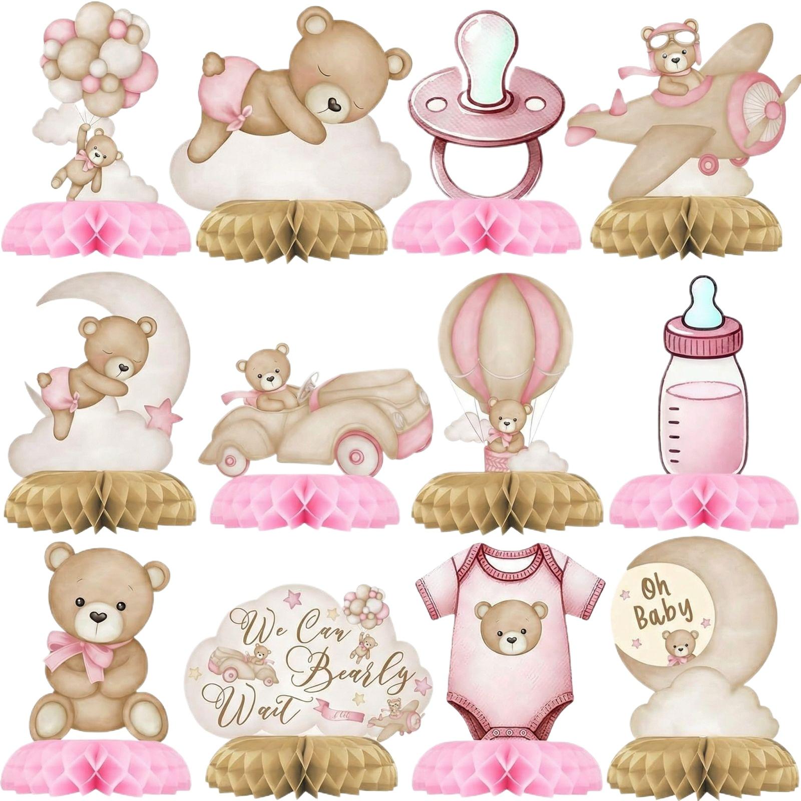 

Baby Shower Decorations For Girls 12 Piece Honeycomb Center Ornament Set розовый
