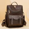 Soft Leather Backpack Women's New Retro British Fashion Versatile Schoolbag PU Casual Middle-aged Backpack
