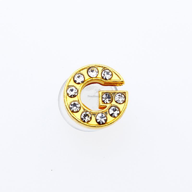 1Pcs Gold Letters Metal Shoe Charms Crystal Diamond Alloy Charms Shoes Accessories Buckle High Quality Shoes Decoration