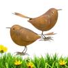 2pcs Cute Small Bird Statue Ornament Decorative Waterproof Rustic Iron Bird Figurines Potted Plant Landscape Garden Decor