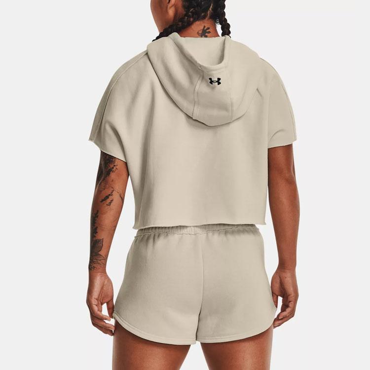 Under Armour Solid Color Pullover Hoodie Women Tops Lime-White 1371370-279