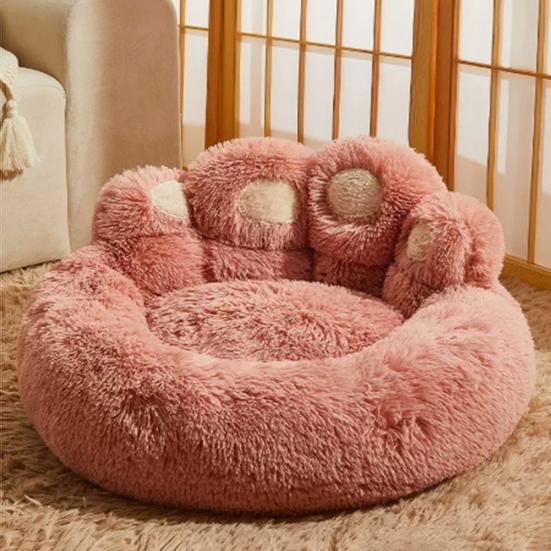 Dogs Fuzzy Nest Bed Cute Bear Paw Design Cat Sofa Bed Soft Fluffy Cushion Plush Cozy Pet Sleeping Bed for Small Medium Large Dogs And Cats