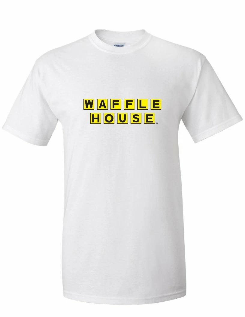 WAFFLE HOUSE Винтажная футболка с логотипом СМЕШНАЯ Крутая еда Белая хлопковая футболка S