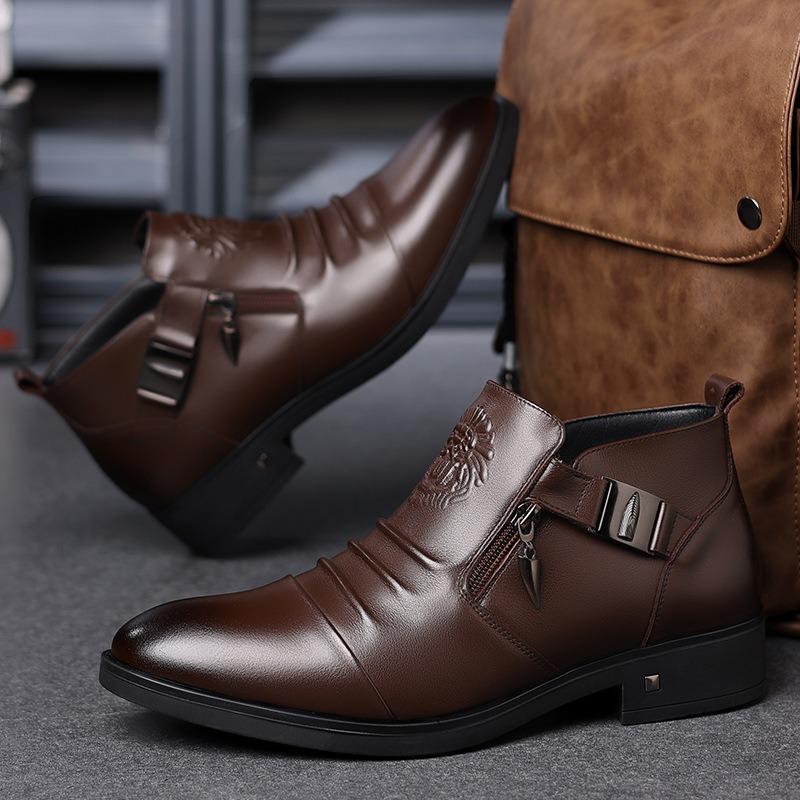 Fashion Designer New Platform Leather Chelsea Boots for Men Fashion Soft-soled Men's Luxury Dress Shoes Autumn Winter Male Ankle Boots