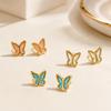 Fashionable Small Butterfly Drip Oil Stainless Steel Stud Earrings - Creative Daily Wear Jewelry