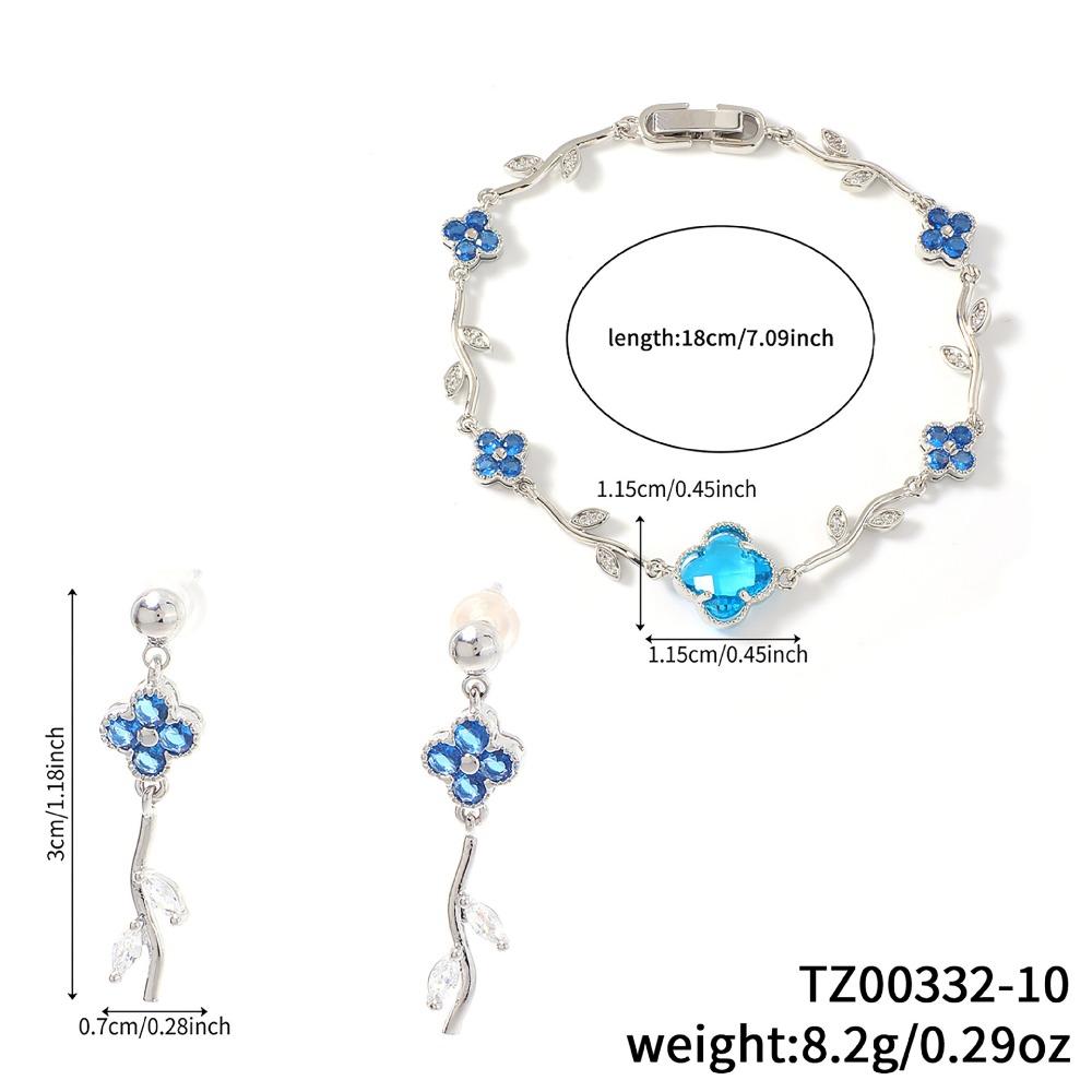 Elegant and Stylish Lucky Clover and Sweet Four-leaf Clover Bracelet and Earring Jewelry Set