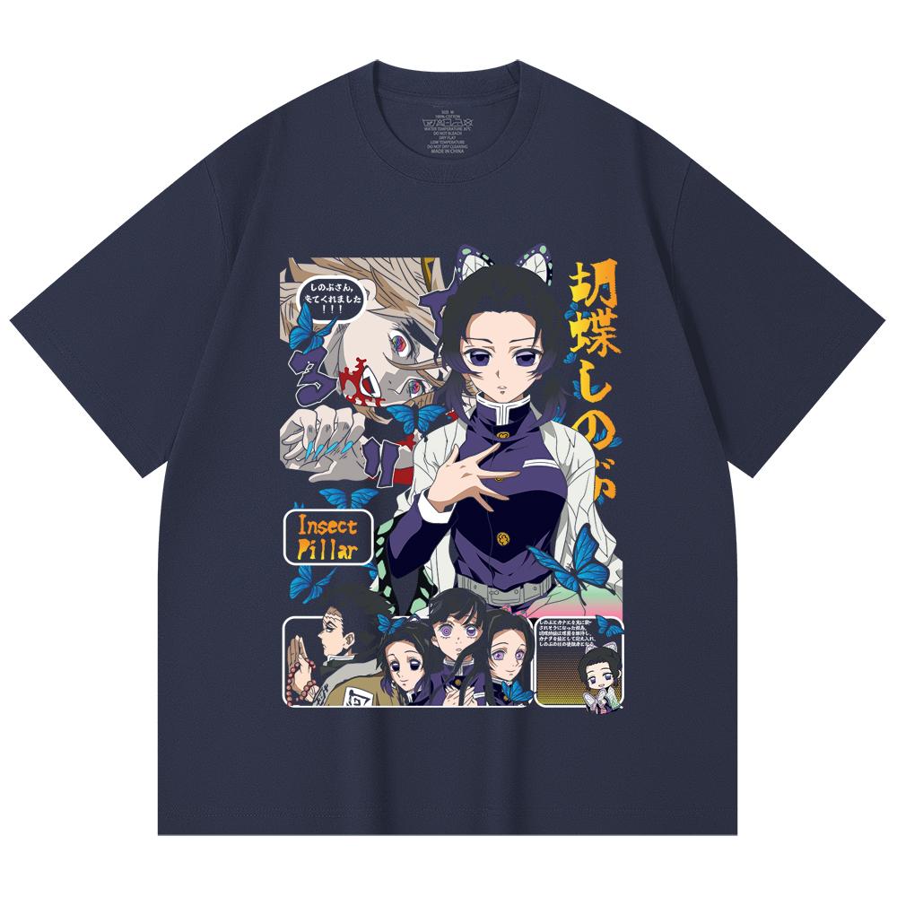 230 Gsm 100% Cotton Demon Slayer V16 Shinobu Print Unisex Heavy Cotton T Shirt