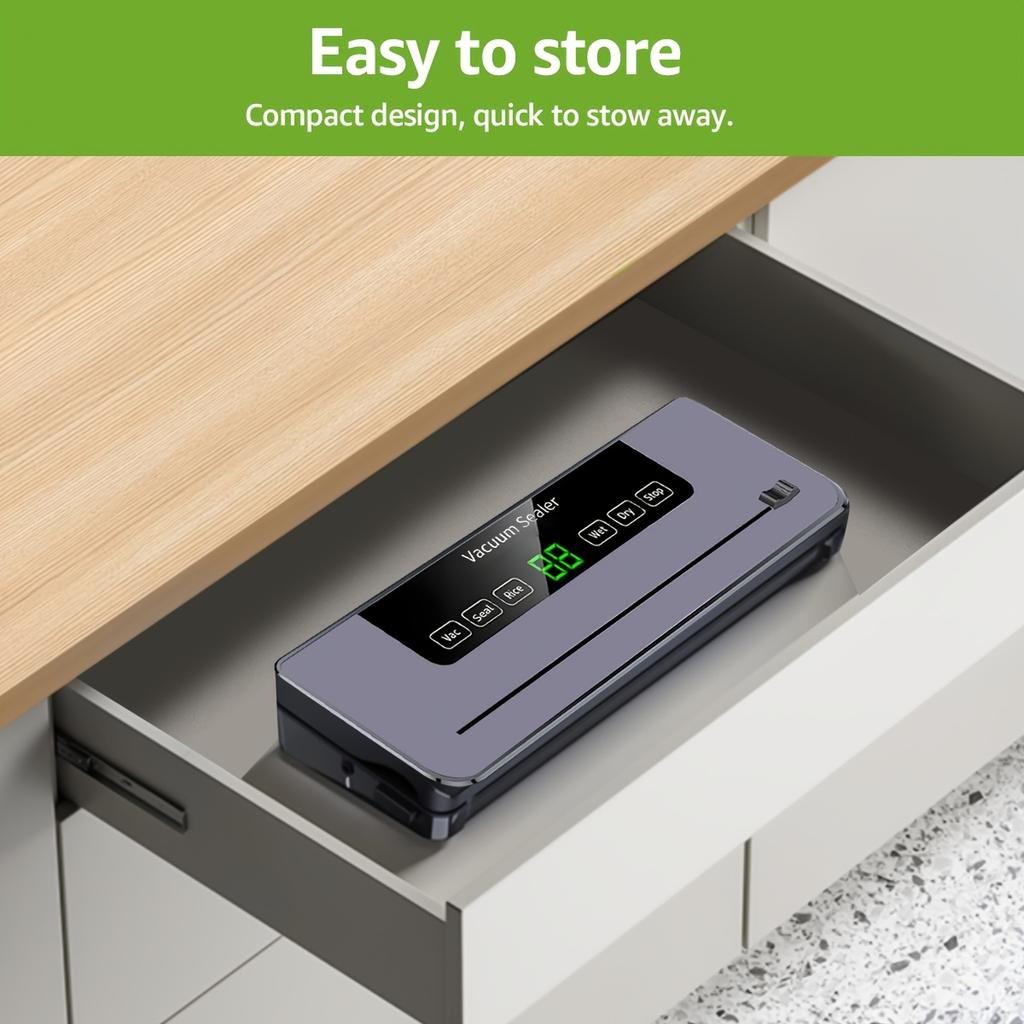 Sellador al Vacío Potente de 80KPa – Conservador de Alimentos Multifuncional para Alimentos Frescos y Líquidos, Incluye 20 Bolsas, Sellado Automático Rápido