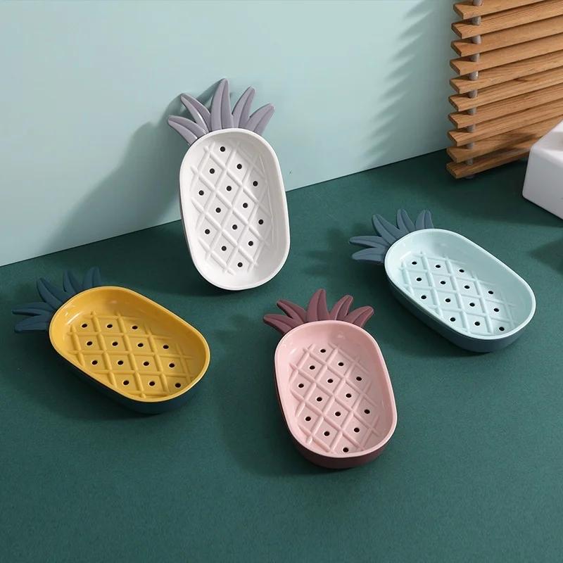 Creative Pineapple Shape Drain Soap Box Soap Storage Box Easy Clean Soap Dishes Holder Bathroom Supply Kitchen Accessories
