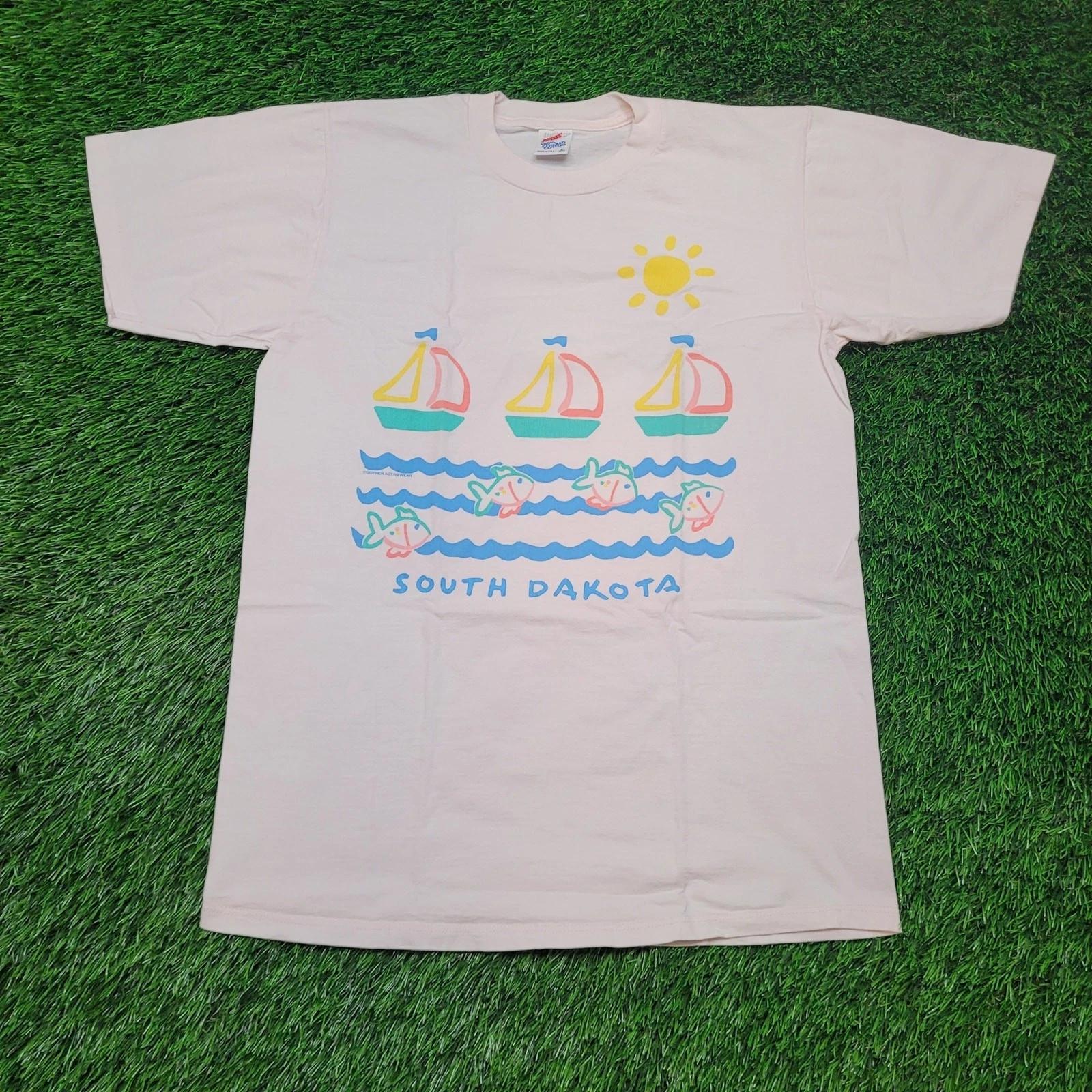VTG 80s Jerzees Ironic South Dakota Sailing T-Shirt Mens Medium (Tagged L) M