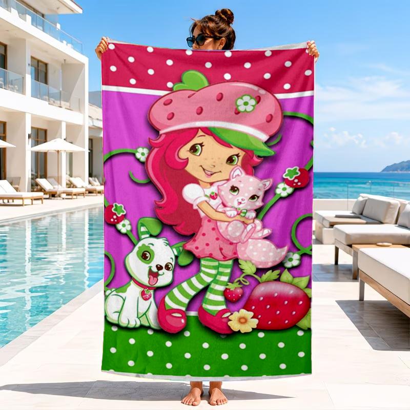 Erdbeer-Kätzchen Strandtuch, Mikrofaser-Strandtuch, Perfekt für Pool, Strand, Reisen, Heimdeko Strandparty Fan Geschenke