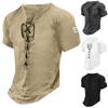 Men's Vintage Lace-Up Short Sleeve T-Shirt, Casual Slim Fit Retro Gothic Style Top, Comfortable Cotton Blend