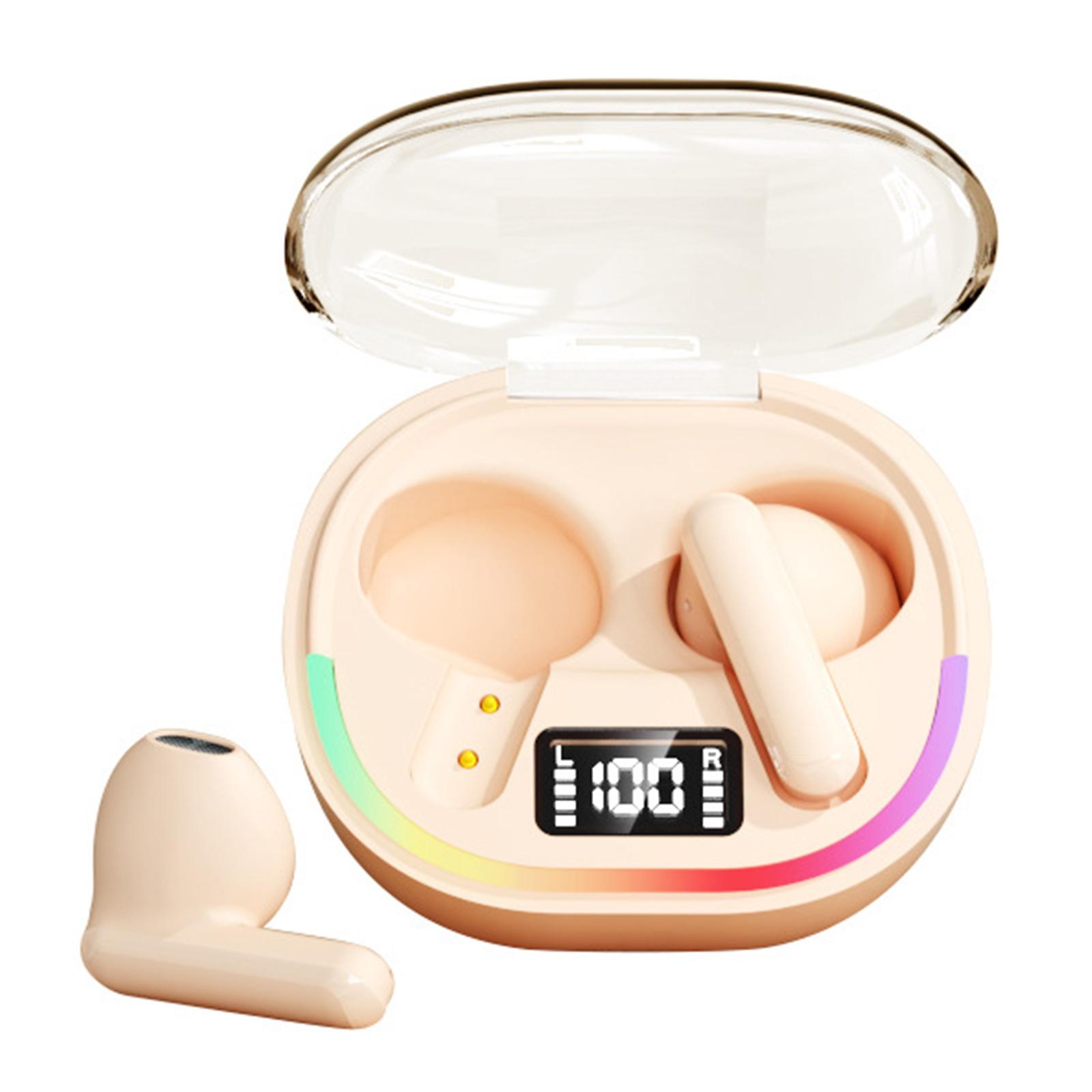 

Advanced Bluetooth-compatible Earbuds With Long Battery Life MultiColor Light Effects Comfortable for Sports Travel бежевий