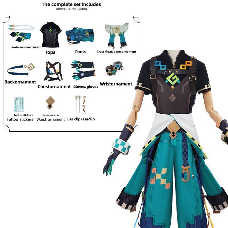 Genshin Impact Kiinichi Cos Costume Cosplay en Polyester Avec Accessoires Pour Fans d'Anime