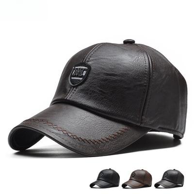 Zimní baseballová čepice z PU kůže Pánské klapky do uší Snapback čepice Teplá čepice táta čepice Trucker čepice