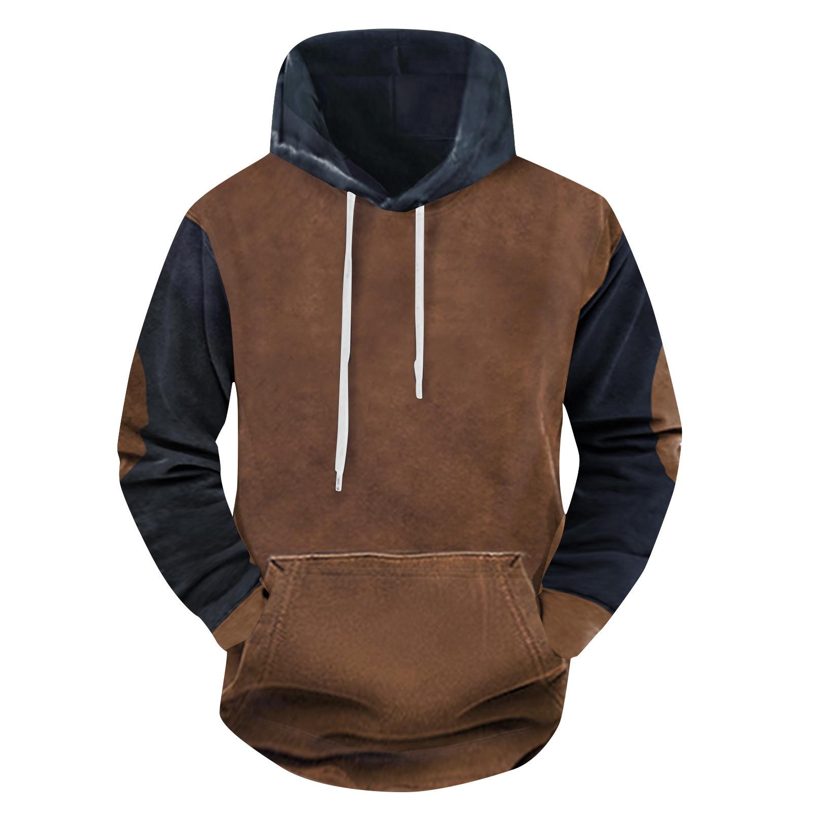 

Модный свободный мужской и женский свитер с капюшоном с длинным рукавом и принтом XXXXL коричневый