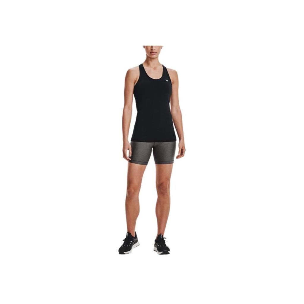 Under Armour Solid Color Round Neck Sleeveless T-Shirt Women tops Black 1328962-001