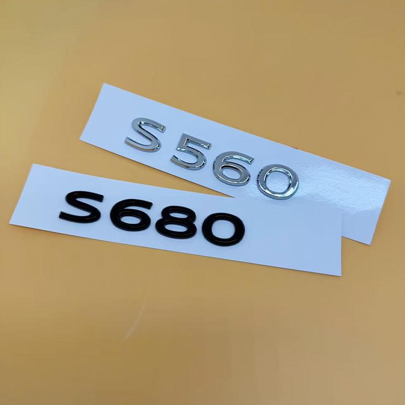 New Black Chrome Emblems S480 S580 S680 V12 for Benz Maybach Class S Rear Bumper Trunk Lid Adhesive Logo Sticker W221 W222