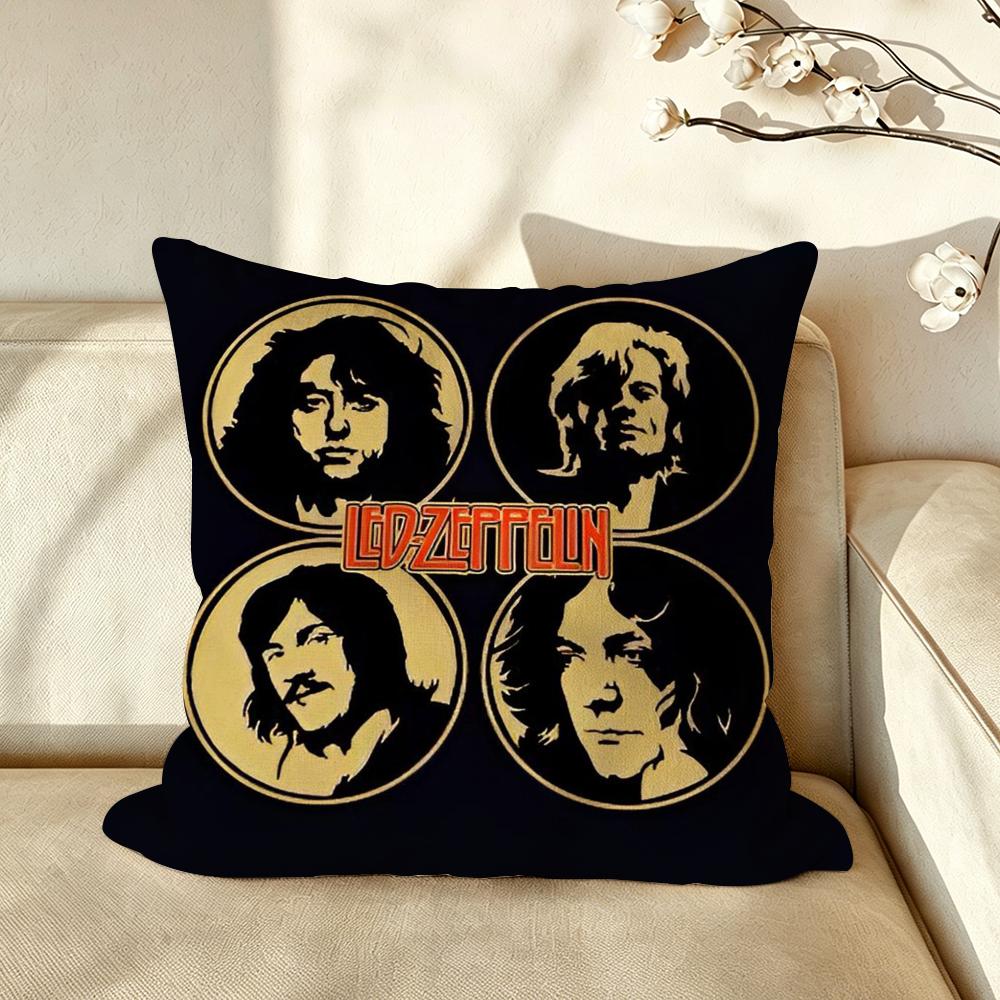 Band LLedZZeppelin Cushion Cover Pillow Case Antidustmite Pillowcase Silky Short Plush Sofa Cushion Cover hot