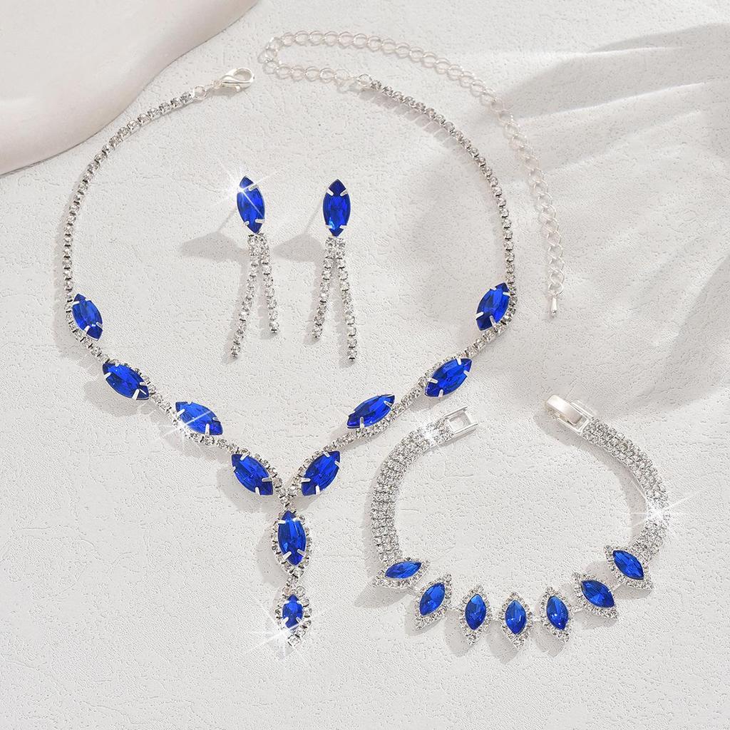 Luxury Evening Jewelry Set: European & American-Inspired Necklace, Bracelet & Earrings for Women