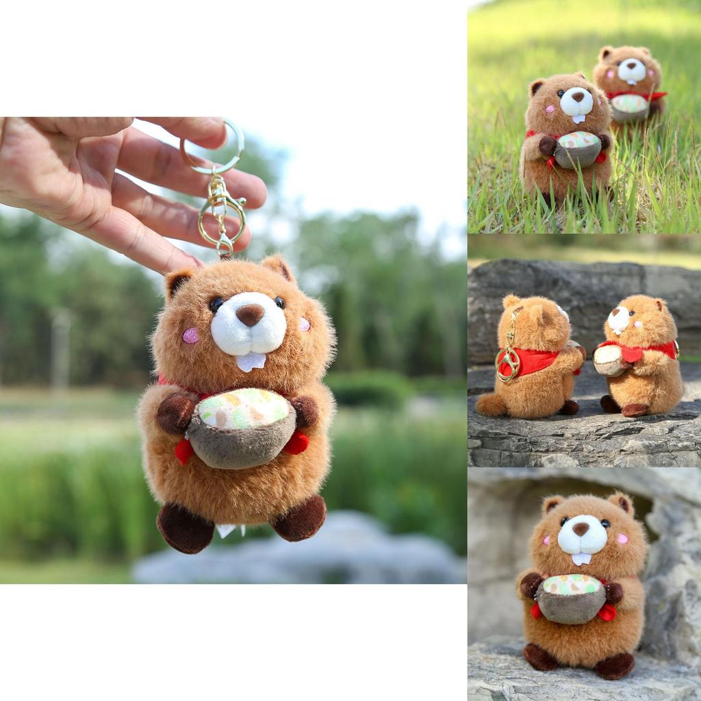 Hug Bowl Marmota Soft Plush Keychain Toy With Pp Cotton Fill For Girls Backpack Decor