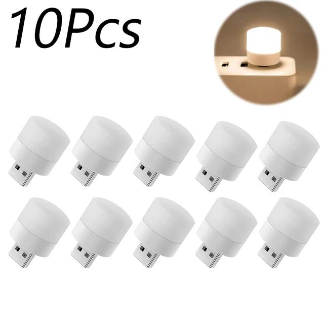 10/1Pcs Mini USB Night Light Warm White Eye Protection Book Reading Light USB Plug Computer Mobile Power Charging LED Night Lamp