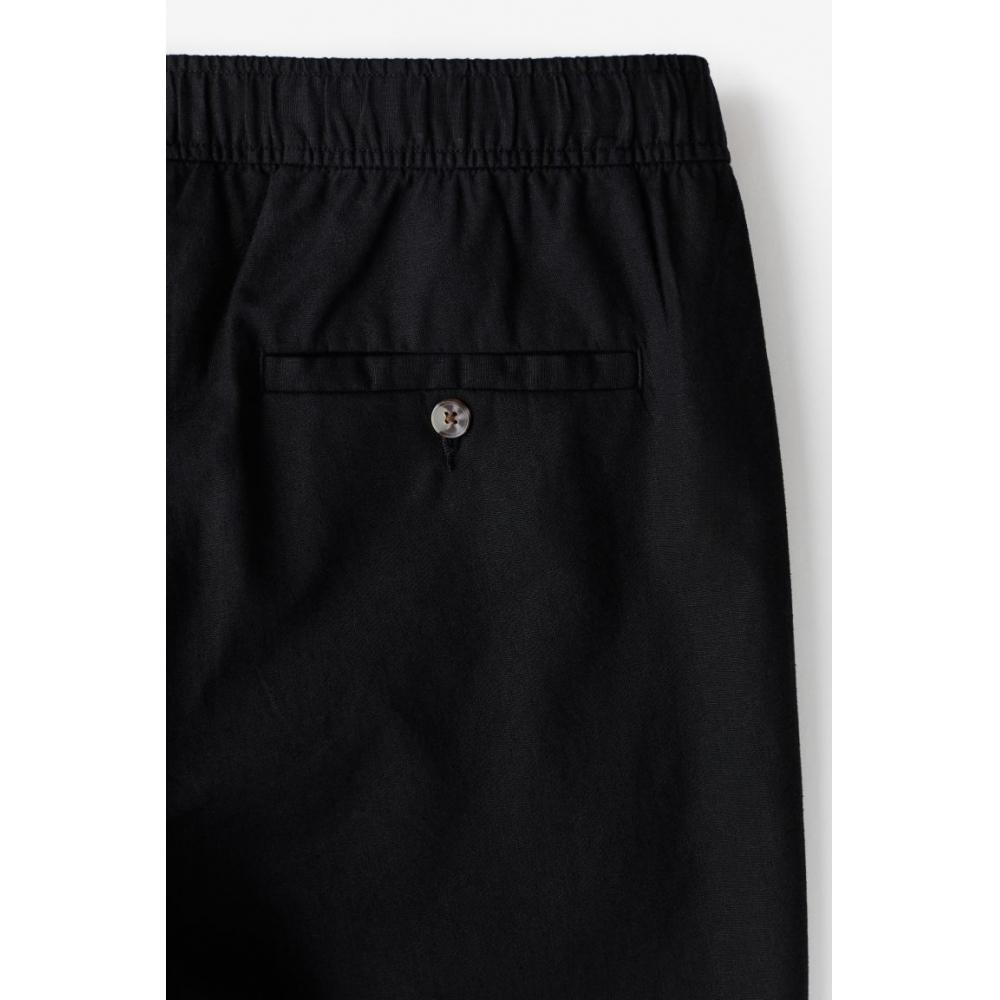 H M Regular Fit Linen Blend Pants Black