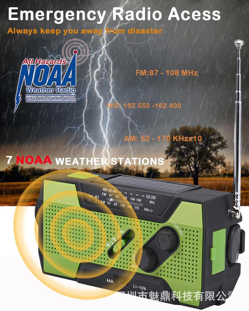 Solar Hand-Cranked Multi-Function Emergency Radio for Outdoor Use