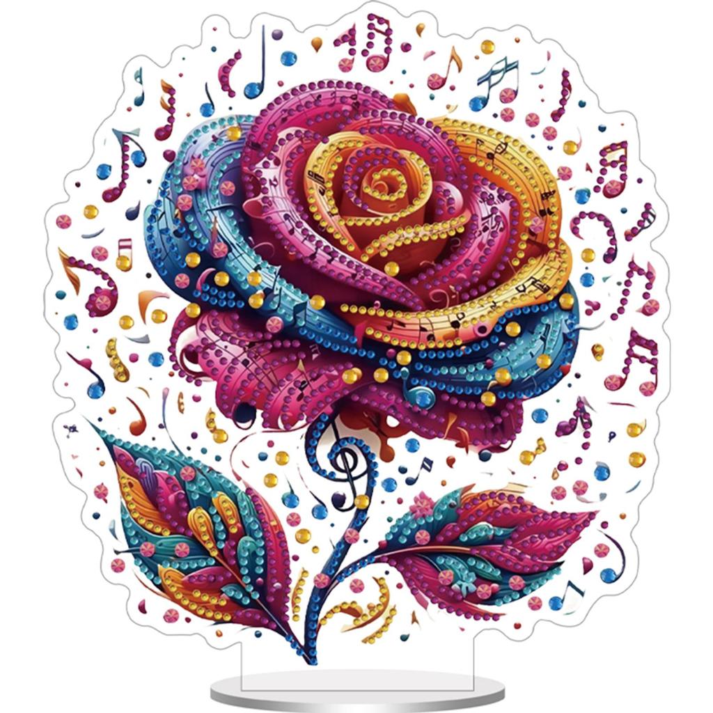 DIY 2D Flat Acrylic Table Top Diamond Painting Ornament Kits Single Side 24x22cm Desktop Diamond Art Kits for Adults Home Decor