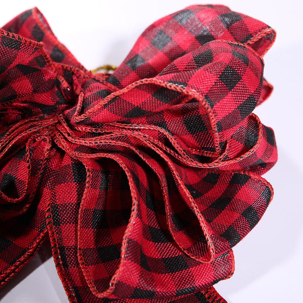 Red Unique Large And Black Checkered Christmas Tree Top Bow For Vibrant Celebrations Holiday