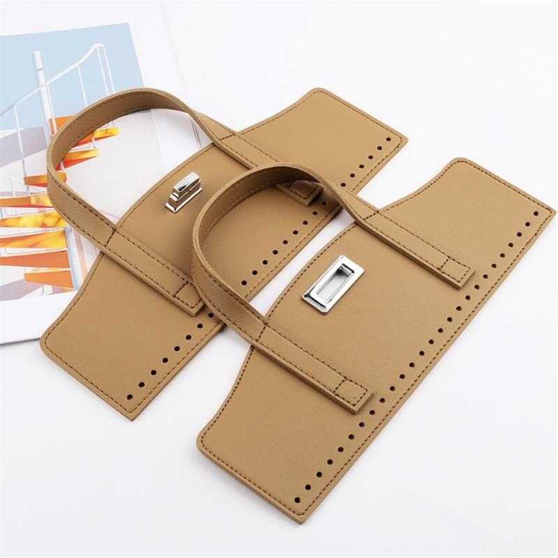 1Set Detachable PU Leather Bag Handle Bag Flap Cover with Lock Replacement Accessorie for DIY Crochet Handbag Sewing Kit
